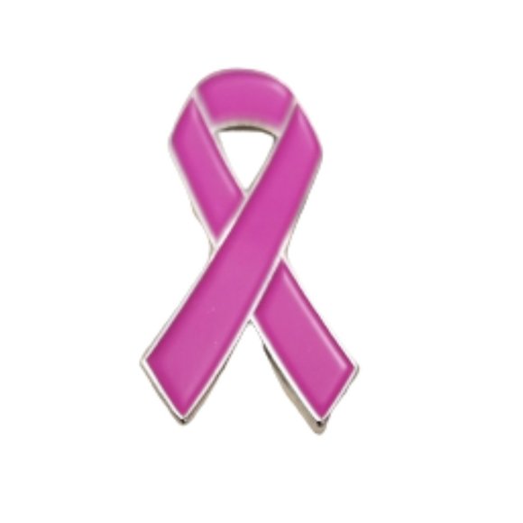 Breast Cancer Awareness Support Pin Pink Enamel Silver Tone Edging 1 Inch High - Picture 6 of 8